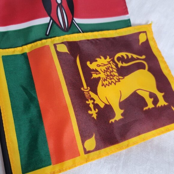 Vintage LOT of 10 small flags various souvenir Bekin Kenya Sri Lanka Lithunia GC - Picture 3 of 10